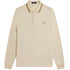FRED PERRY M3636 691 OATMEAL LS TWIN TIPPED POLO SHIRT S